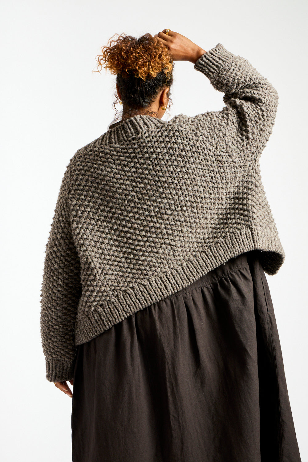 Peru Hand Knit Cardigan in Gray