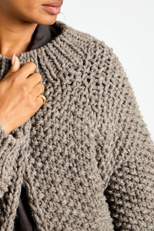 Peru Hand Knit Cardigan in Gray