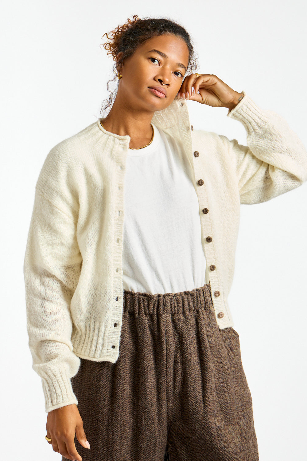 Peru Knit Cardigan in White