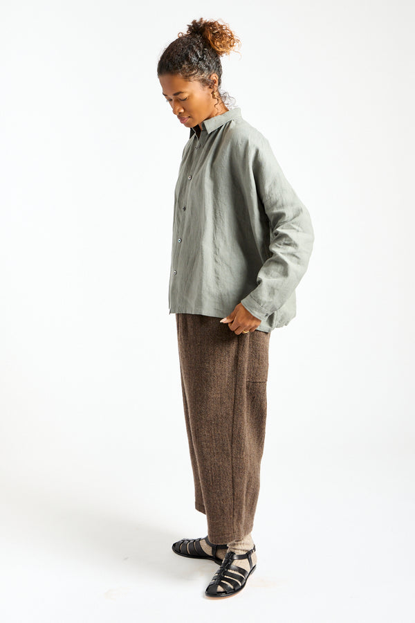 Woven Linen Shirt in Khaki