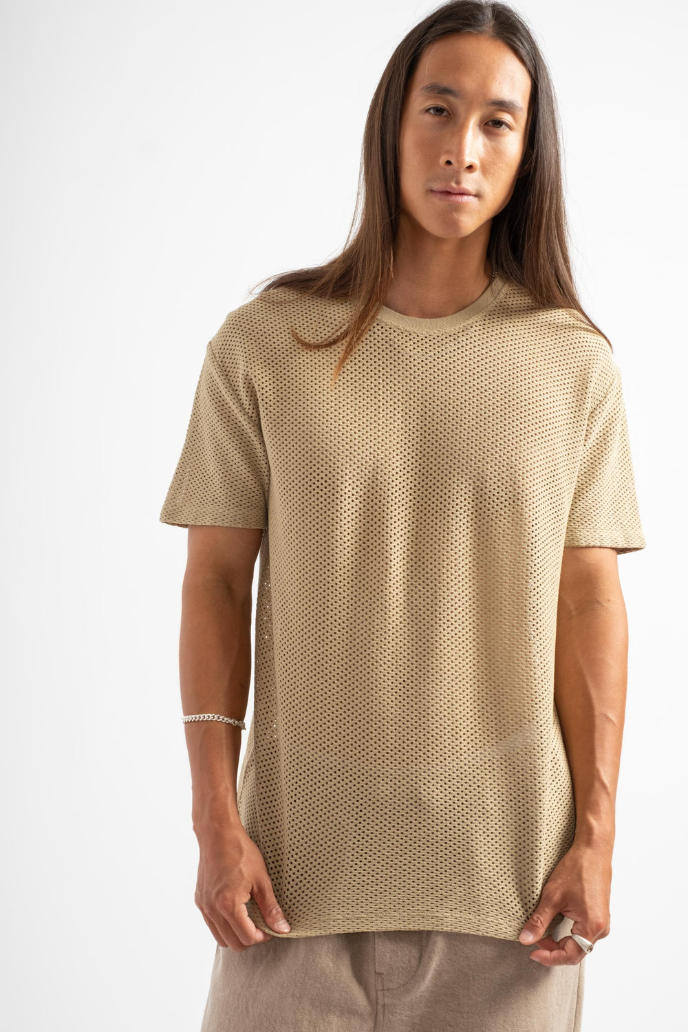 Highline Mesh Tee in Desert Khaki