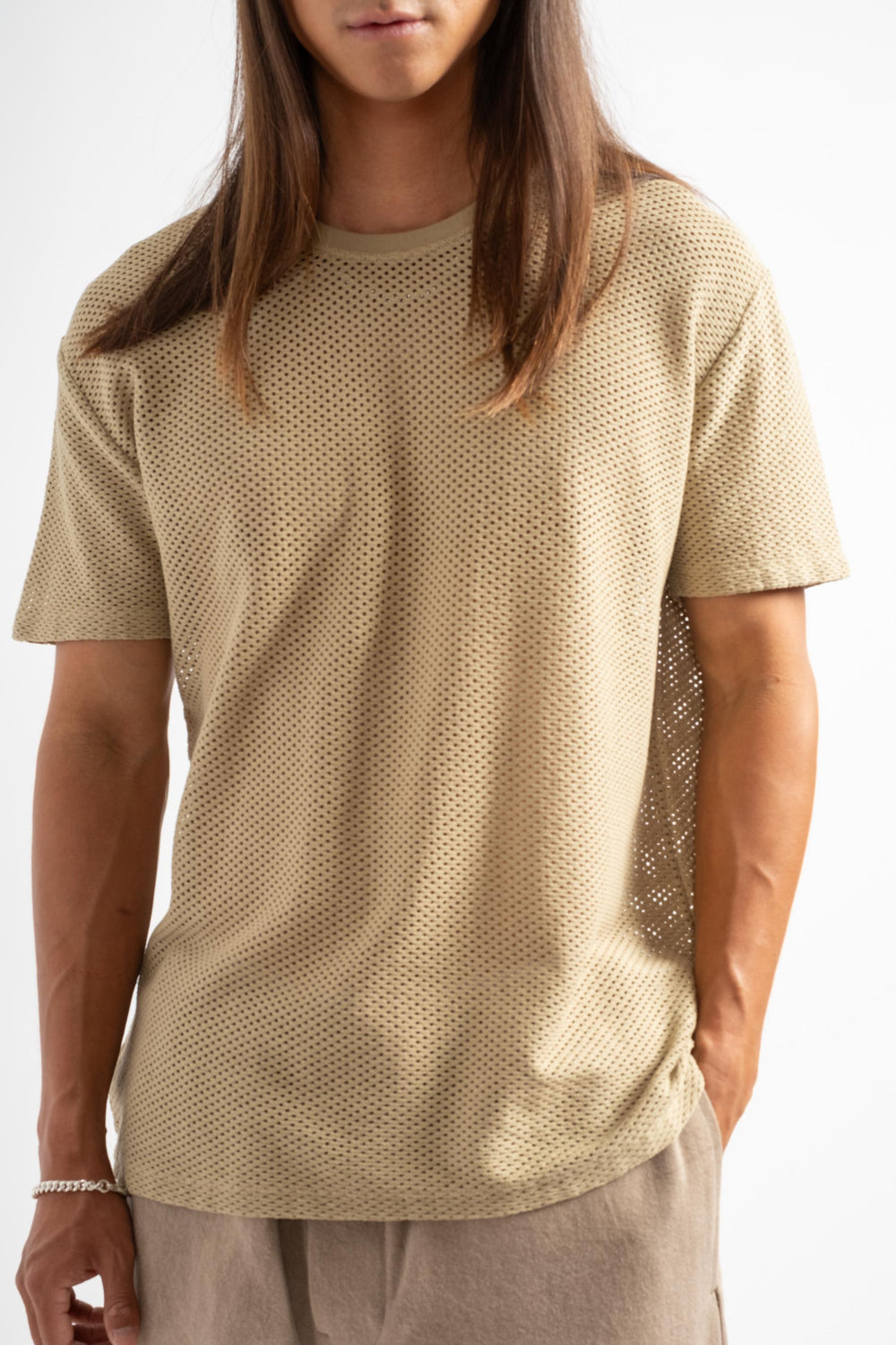 Highline Mesh Tee in Desert Khaki