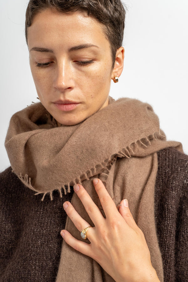 Felted Fringe Shawl in Fossil