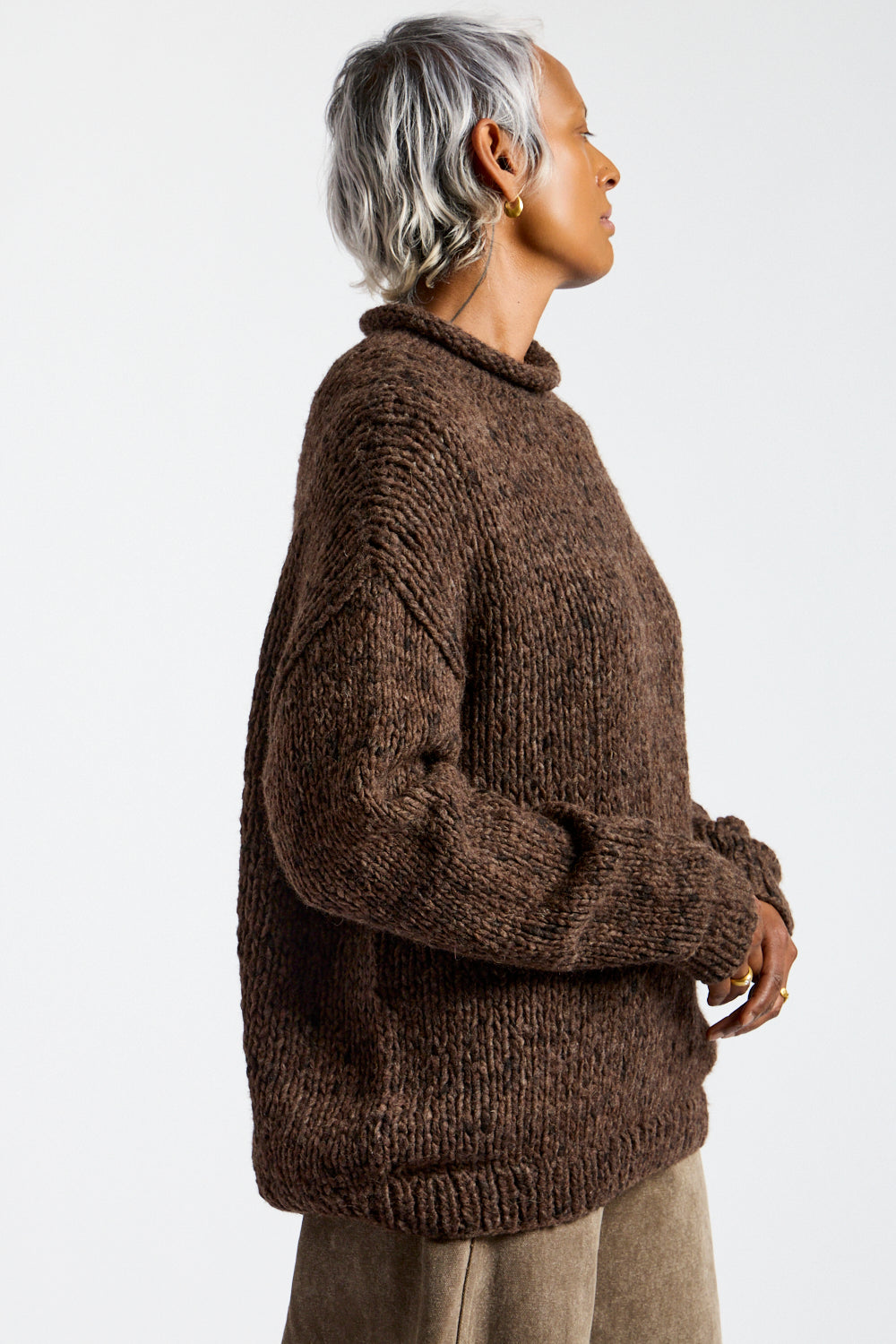 Handknit Paint Rollneck in Black Paint