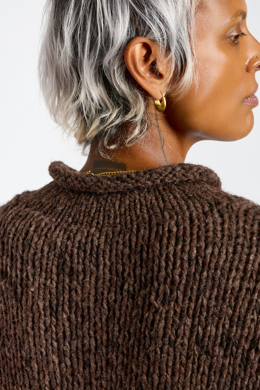 Handknit Paint Rollneck in Black Paint