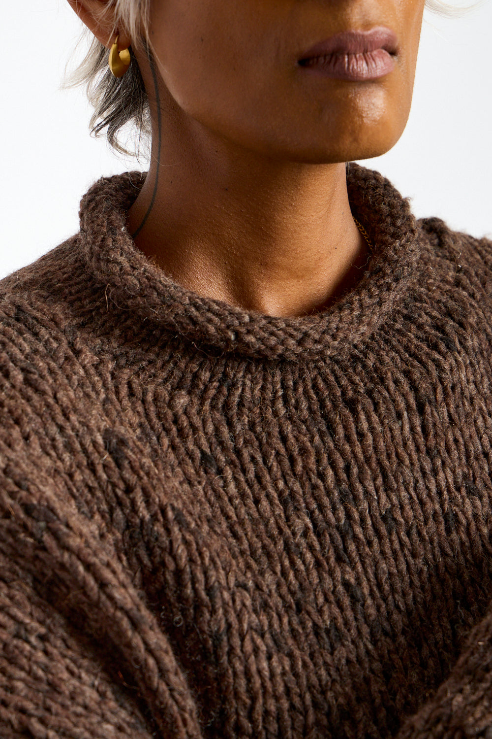 Handknit Paint Rollneck in Black Paint