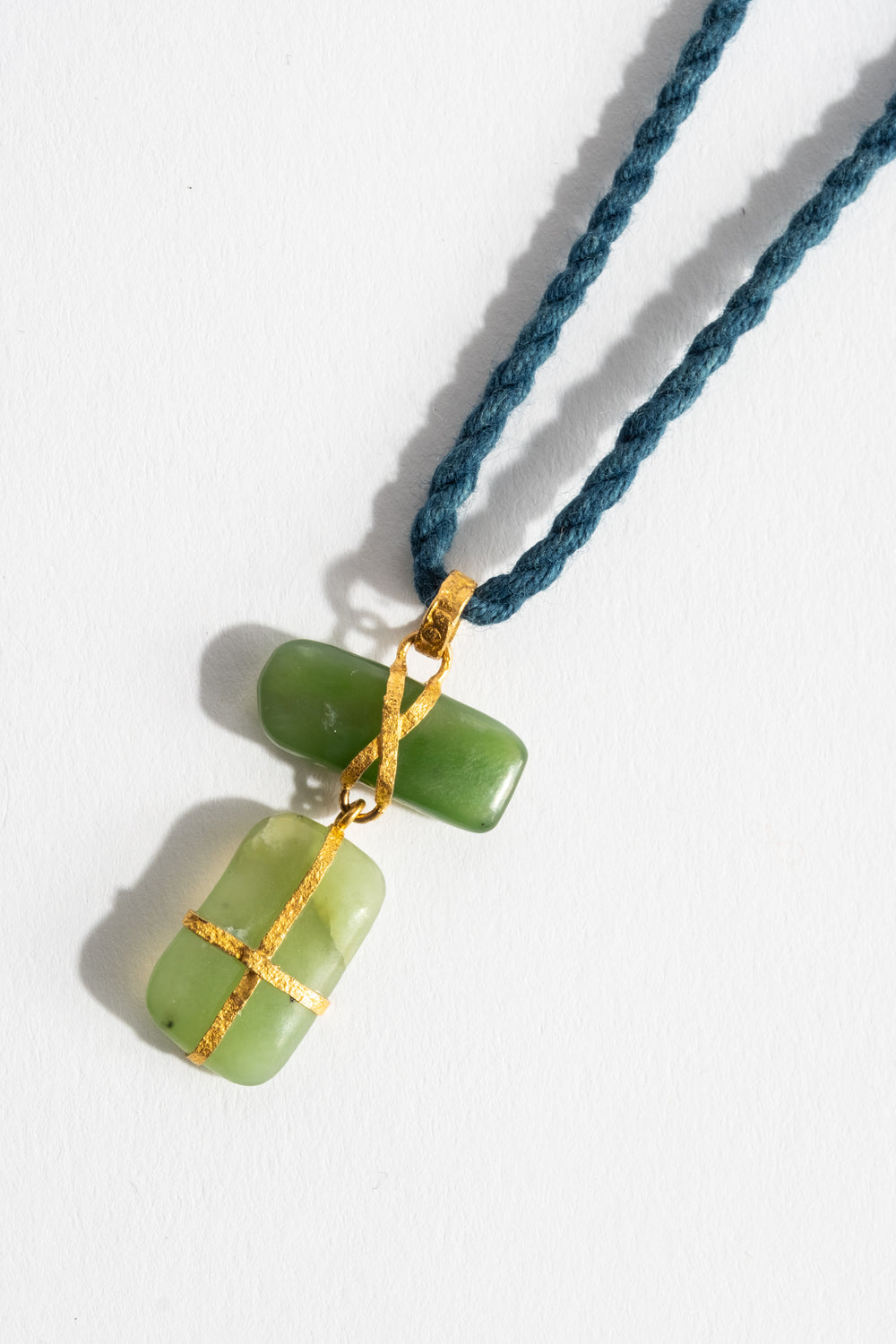 22K 2-Drop Jade Pendant
