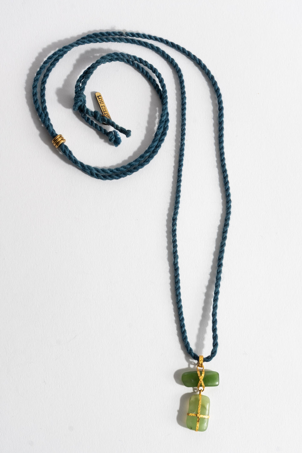 22K 2-Drop Jade Pendant