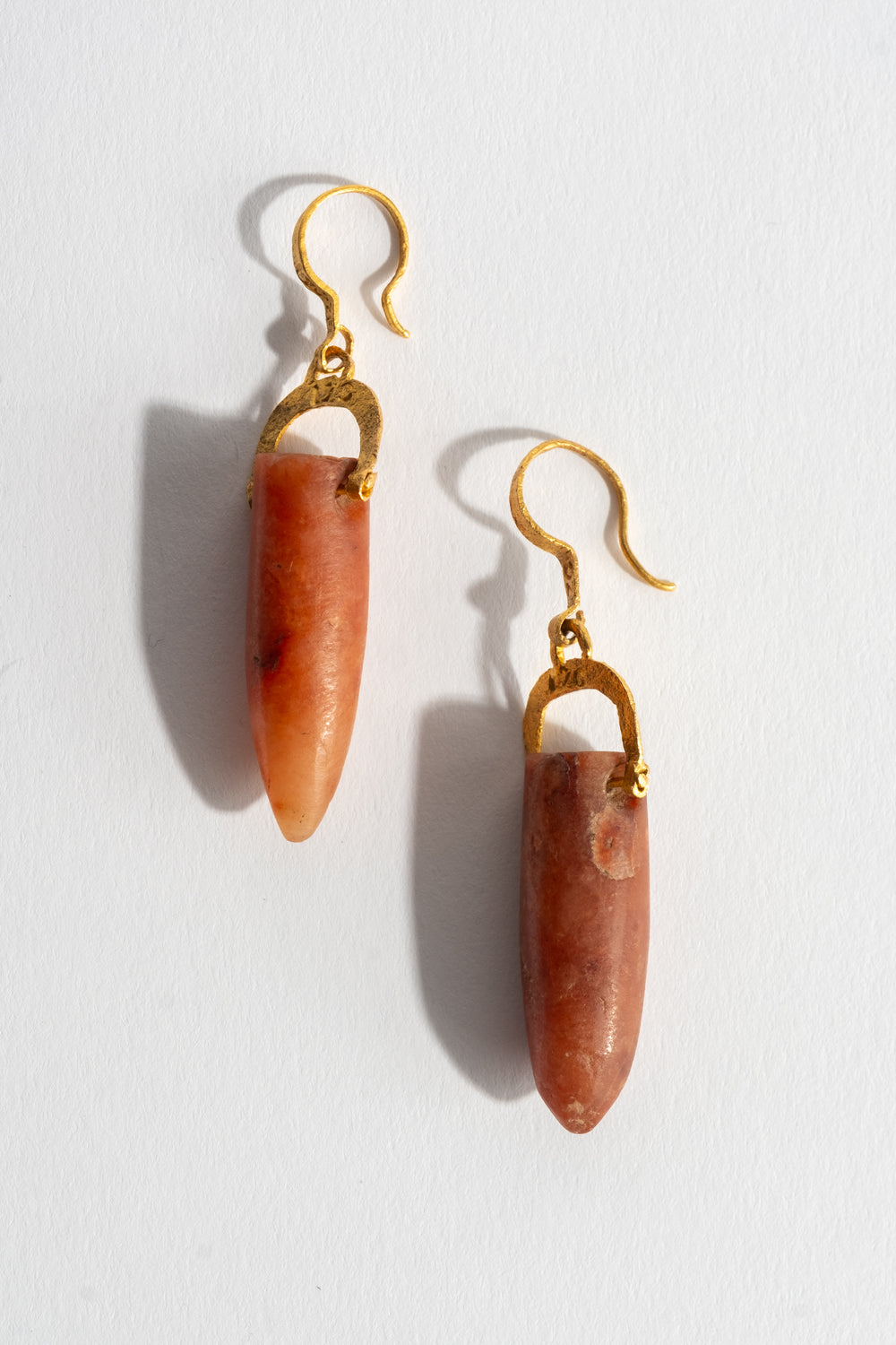 22K Carnelian Barrel Earrings