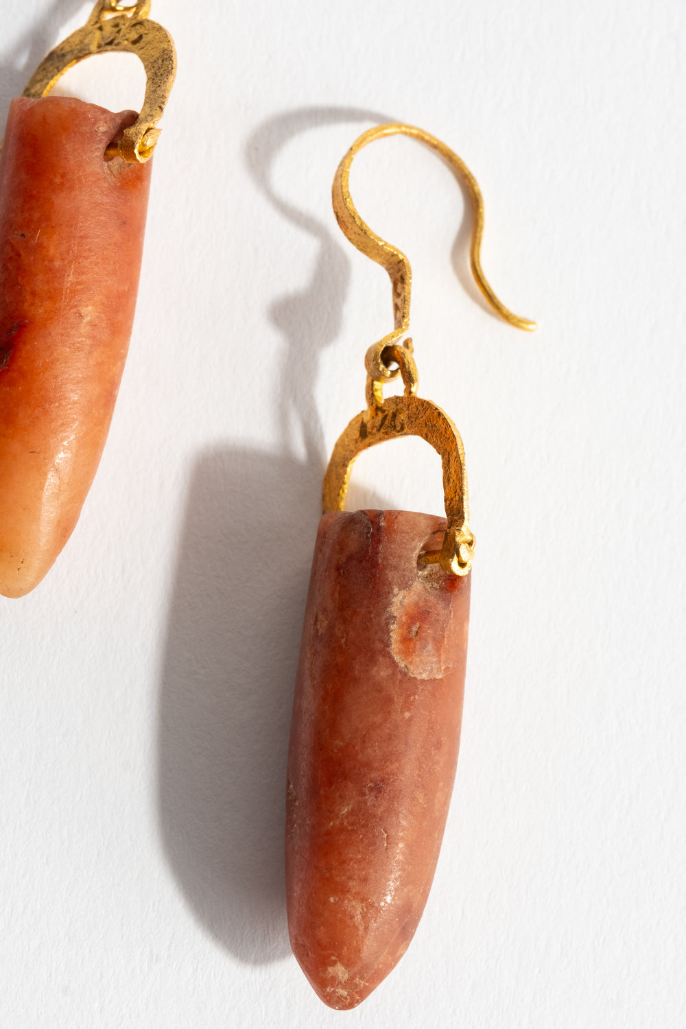 22K Carnelian Barrel Earrings