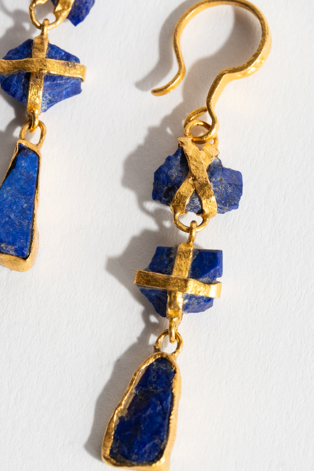 22K Three Drop Lapis Earrings