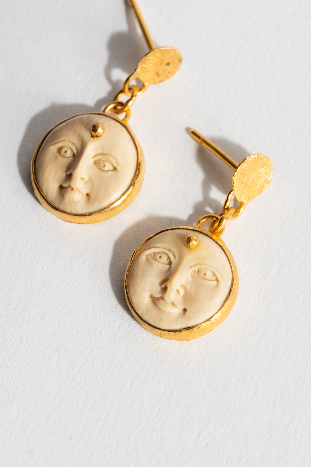 22K Yak Bone Face Earrings
