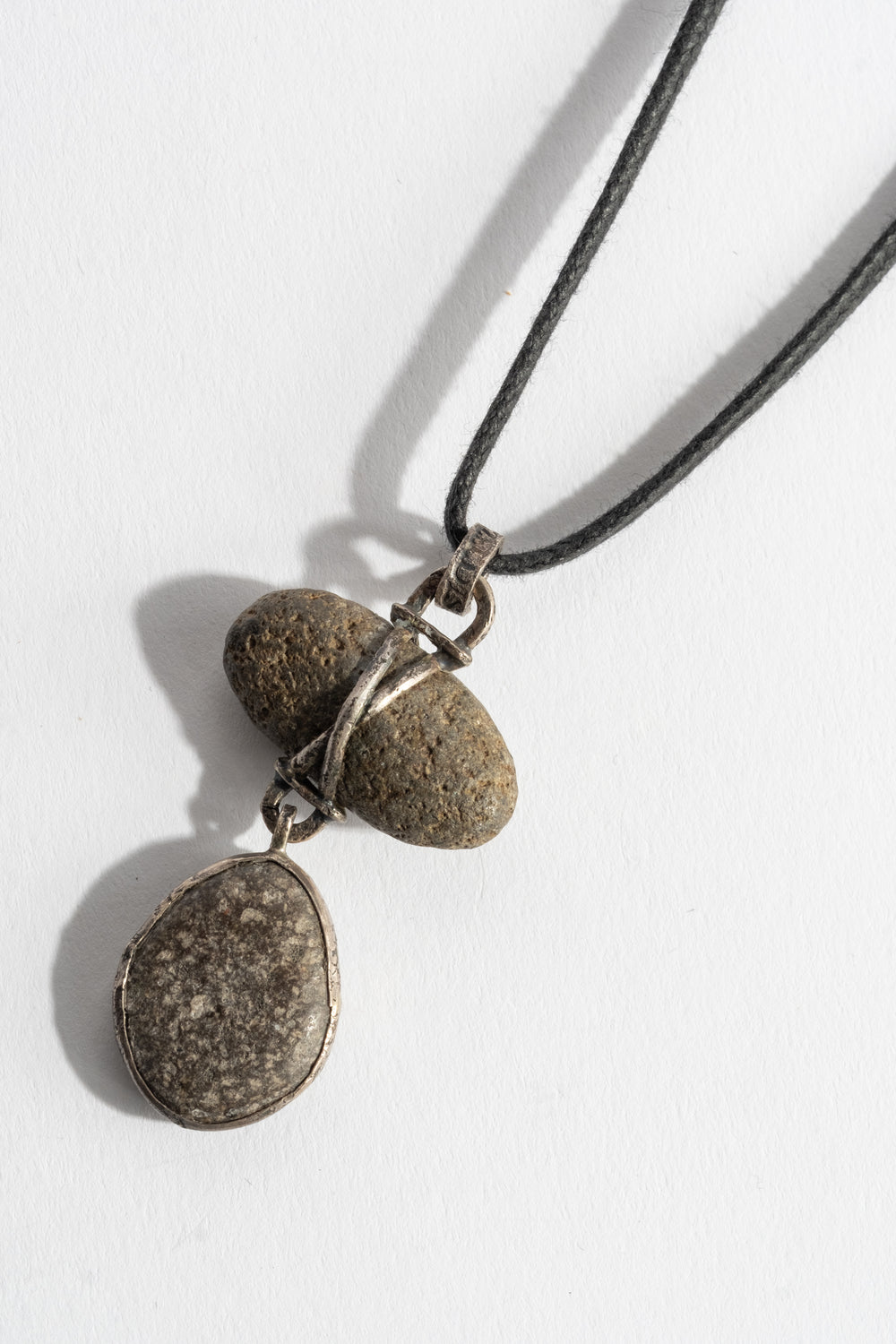 Sterling 2-Drop Grey Wrap Pendant