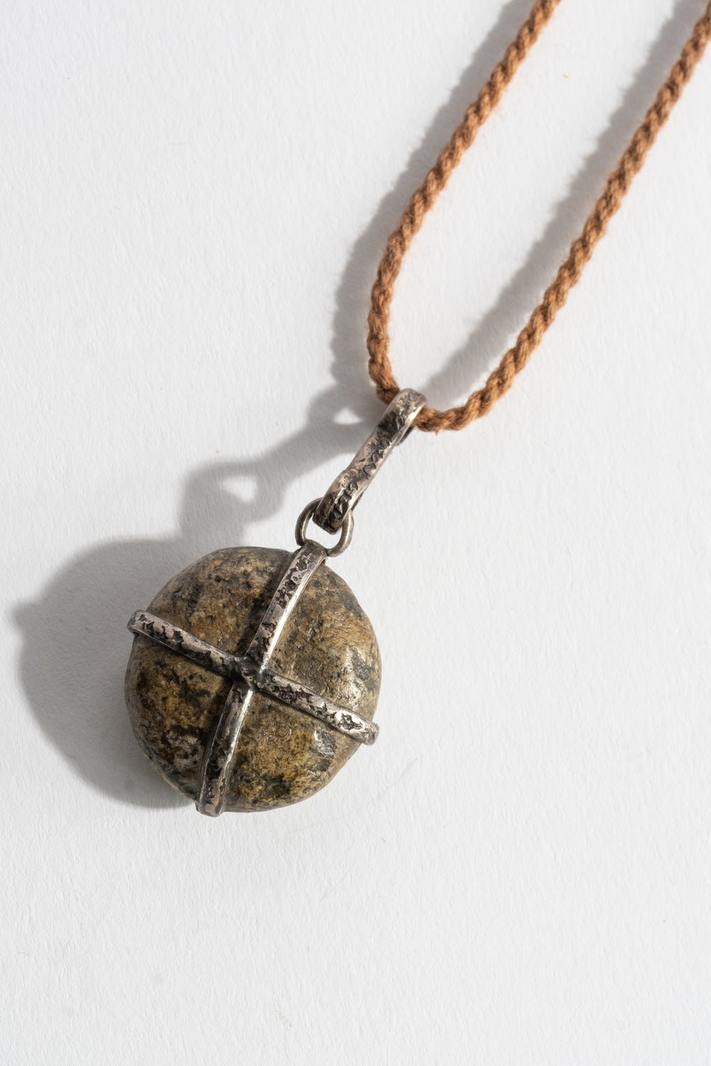 Sterling Grey Cross Wrap Pebble Pendant