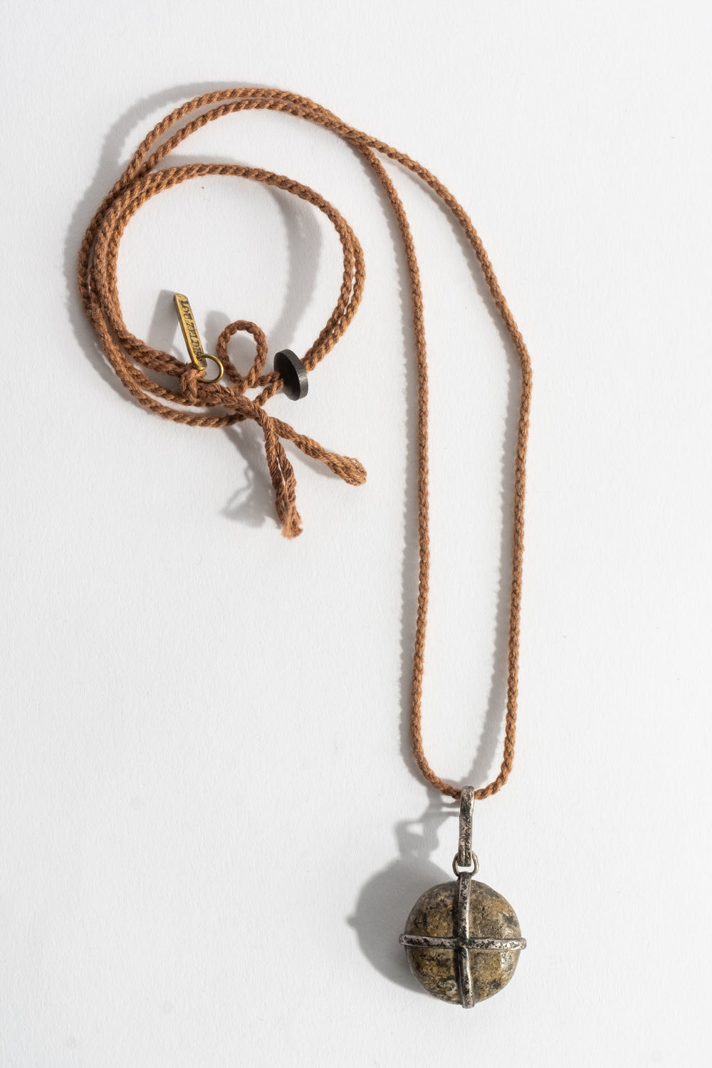 Sterling Grey Cross Wrap Pebble Pendant