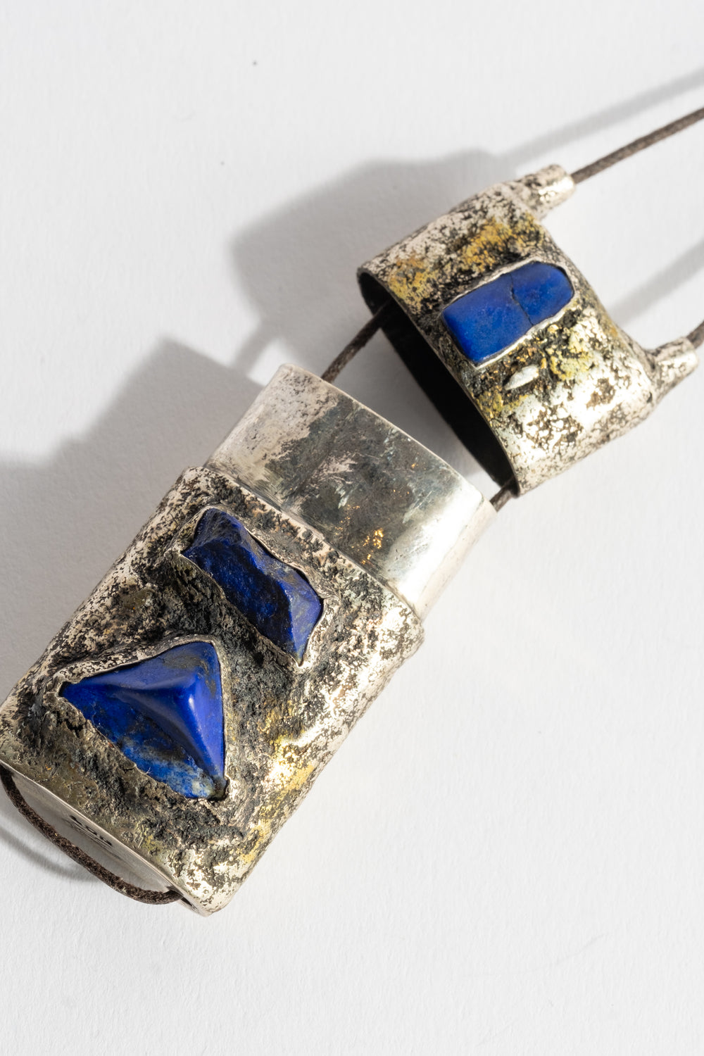 Sterling Lapis Repousse Slider Locket