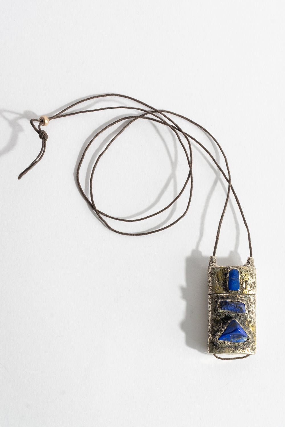 Sterling Lapis Repousse Slider Locket