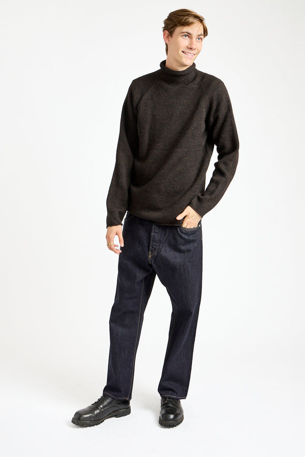 Rolled Edge Roll Neck in Ebony