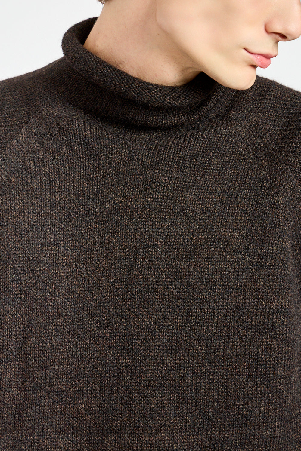 Rolled Edge Roll Neck in Ebony