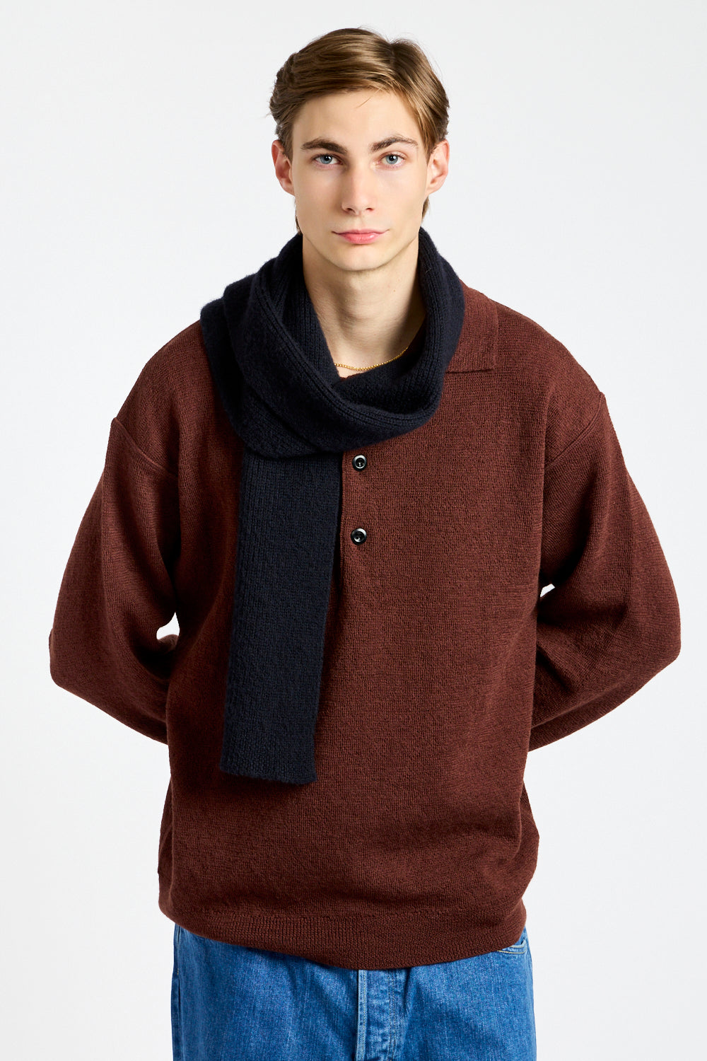 Simple Rib Scarf in Dark Navy
