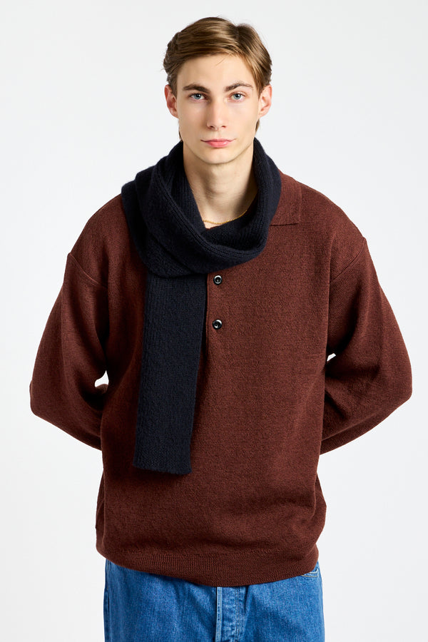 Simple Rib Scarf in Dark Navy