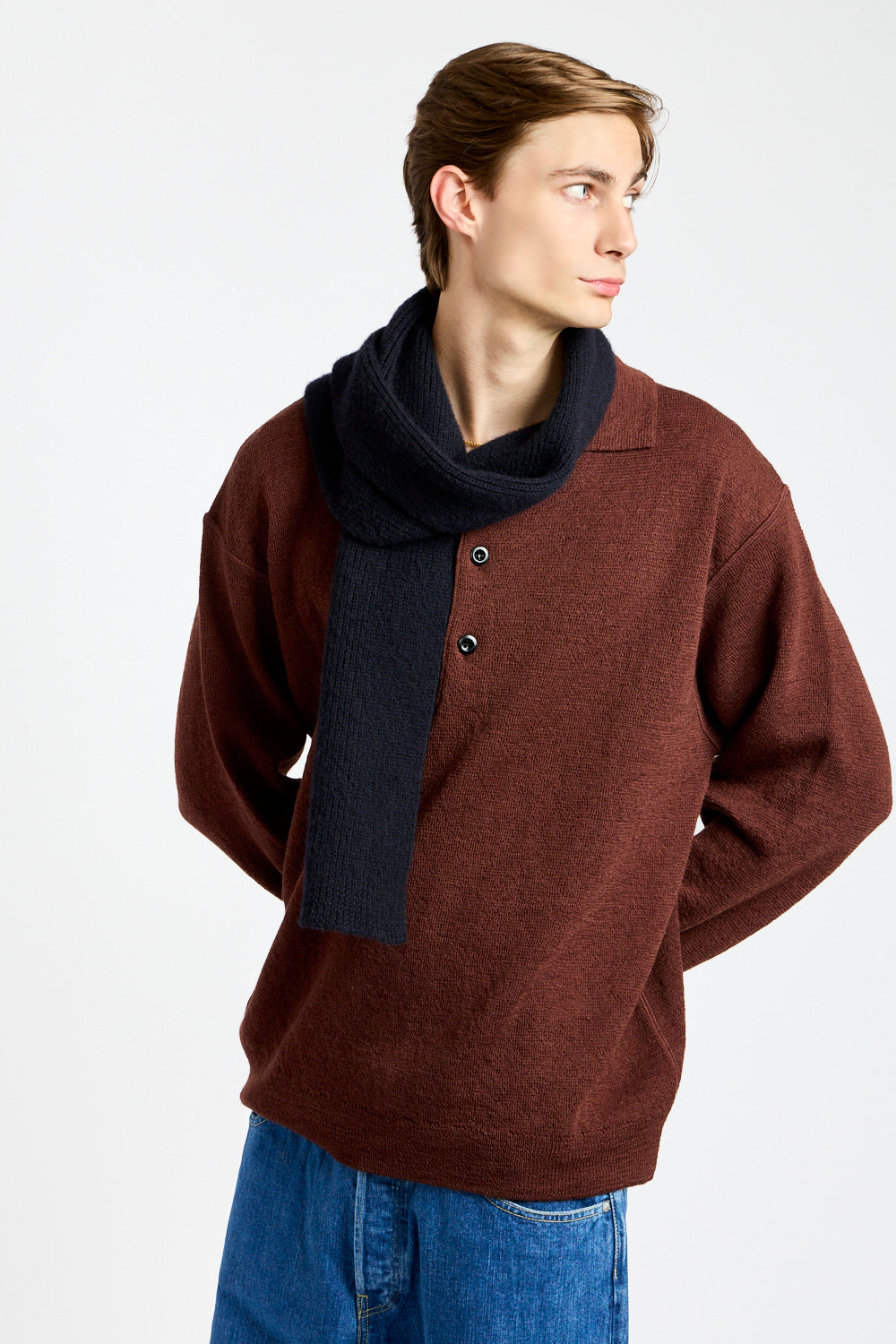 Simple Rib Scarf in Dark Navy