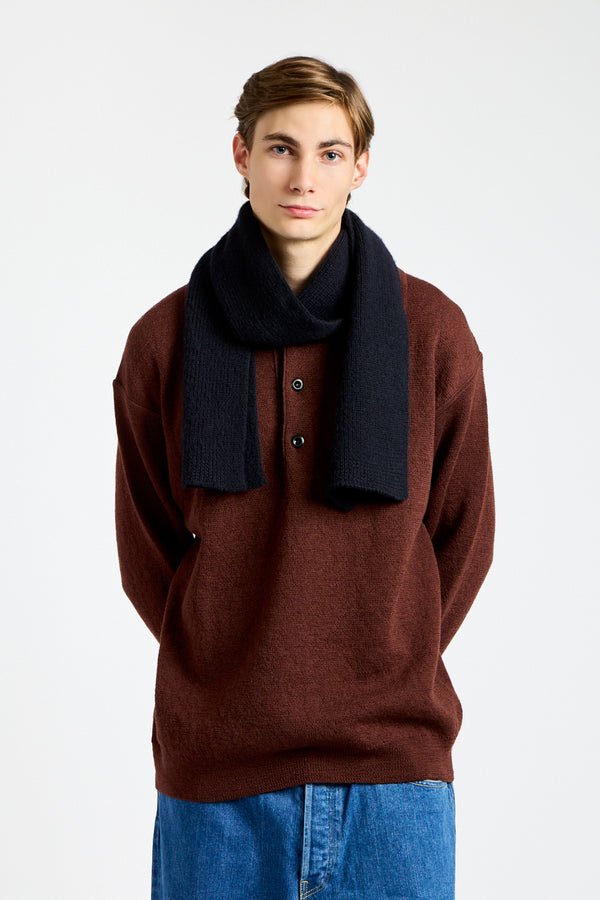 Simple Rib Scarf in Dark Navy