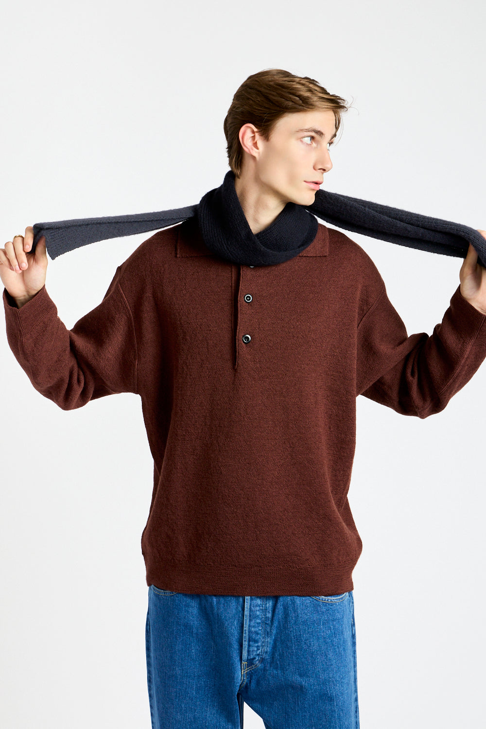 Simple Rib Scarf in Dark Navy