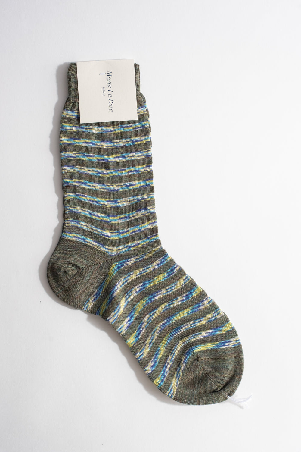 Stripe Wool + Cotton Sock in Khaki