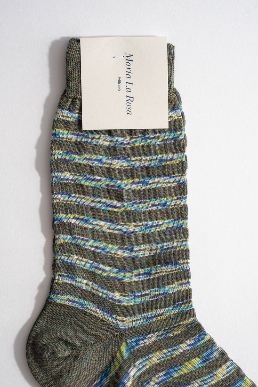 Stripe Wool + Cotton Sock in Khaki