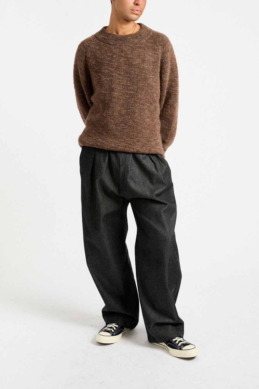 Uruguay Slub Wool Sweater in Brown Heather