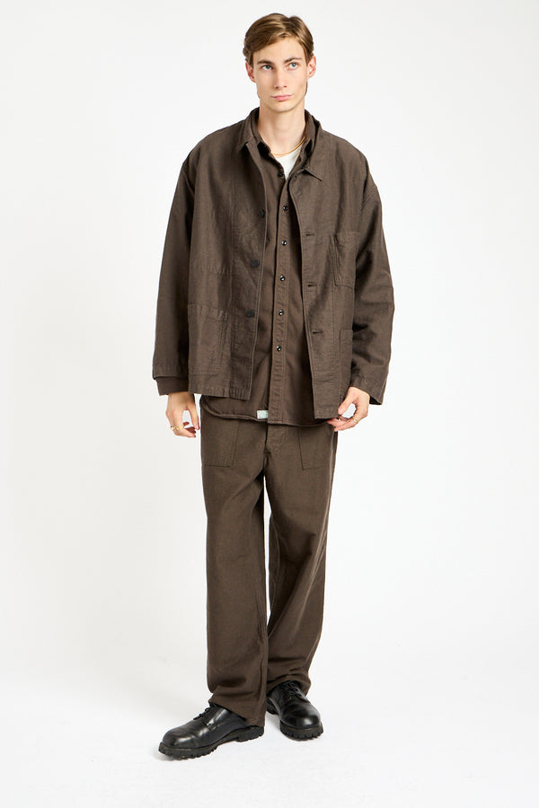 Cotton Linen Moleskin Relax Fit Simple Work Jacket in Charcoal Gray