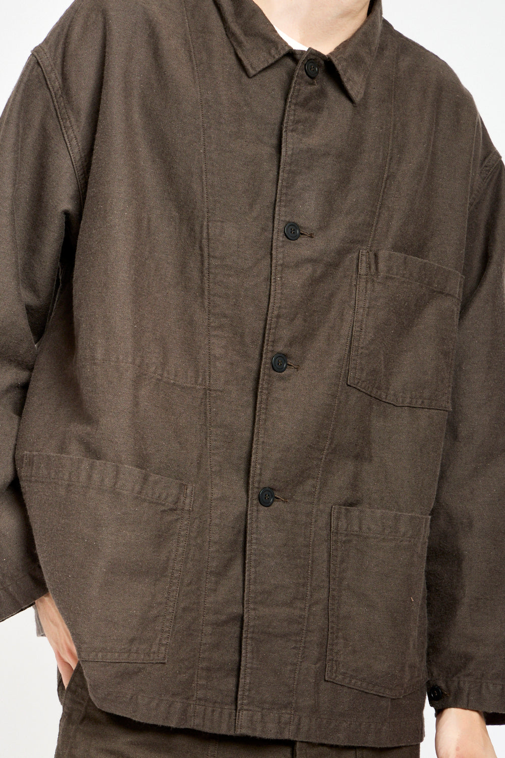 Cotton Linen Moleskin Relax Fit Simple Work Jacket in Charcoal Gray
