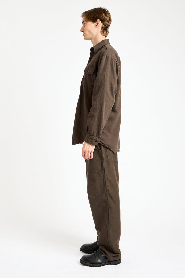 Organic Cotton Relax Fit Flannel Shirt in Coffee Brown