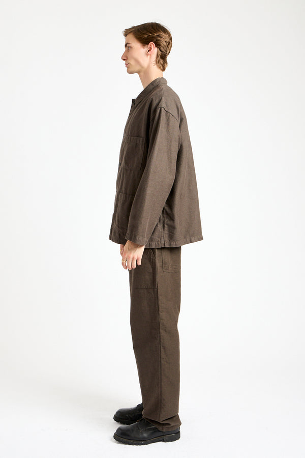 Relax Fit Cotton Linen Moleskin Fatigue Pants in Charcoal Gray