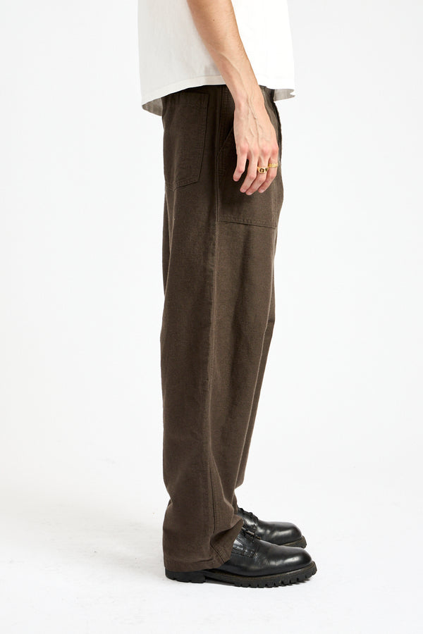 Relax Fit Cotton Linen Moleskin Fatigue Pants in Charcoal Gray