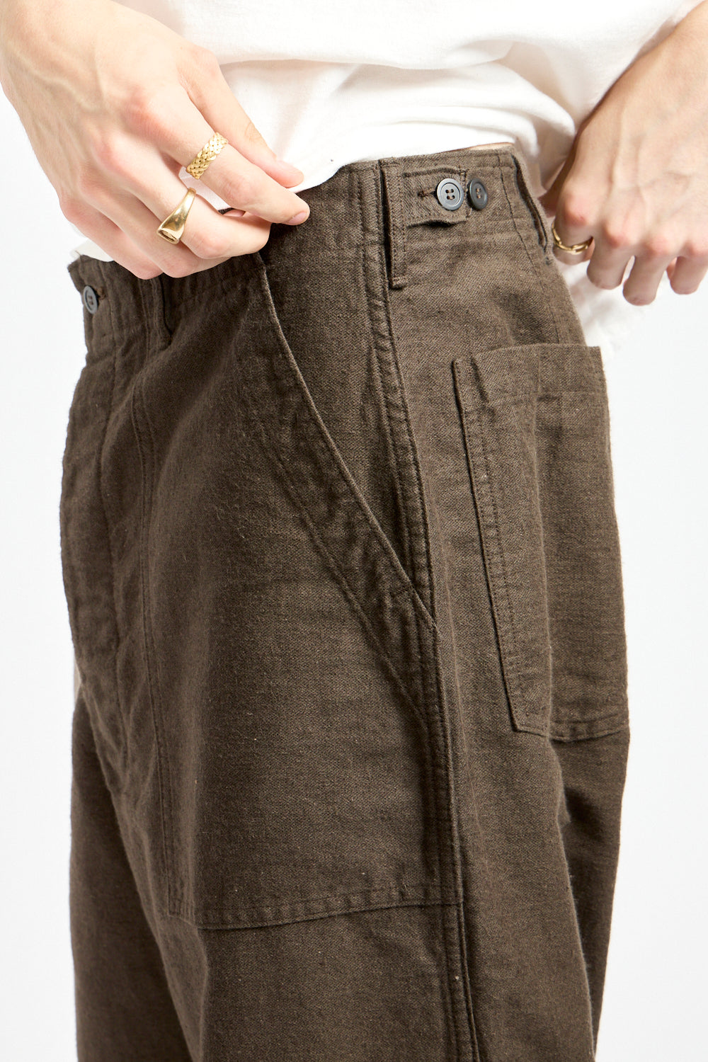 Relax Fit Cotton Linen Moleskin Fatigue Pants in Charcoal Gray