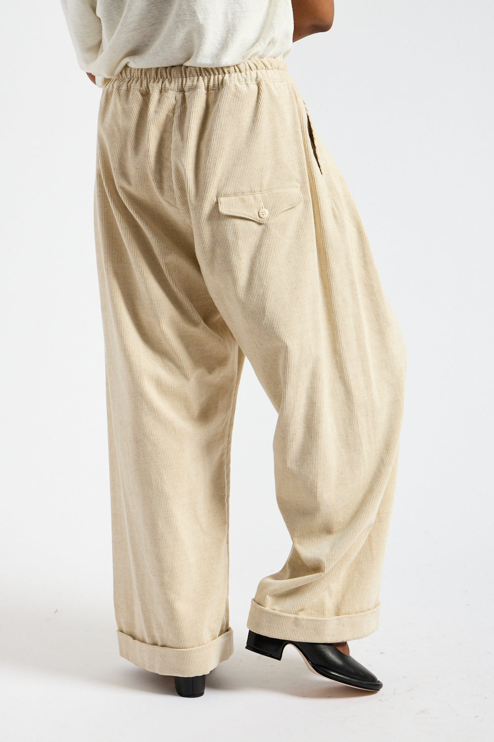 Very Wide Cricket Trousers in Ecru