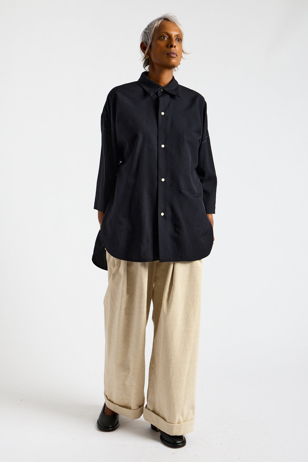 Very Wide Cricket Trousers in Ecru