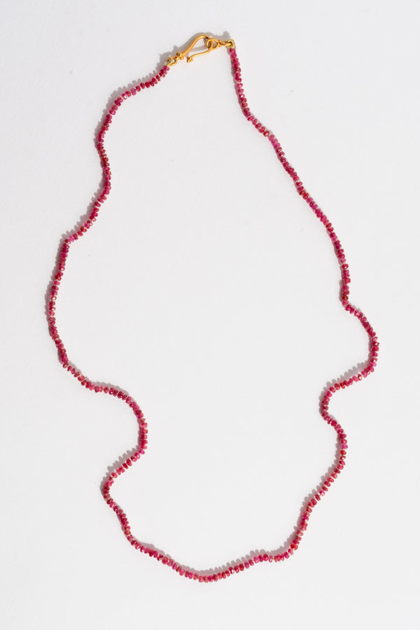 22K + Small Ruby Beads Strand