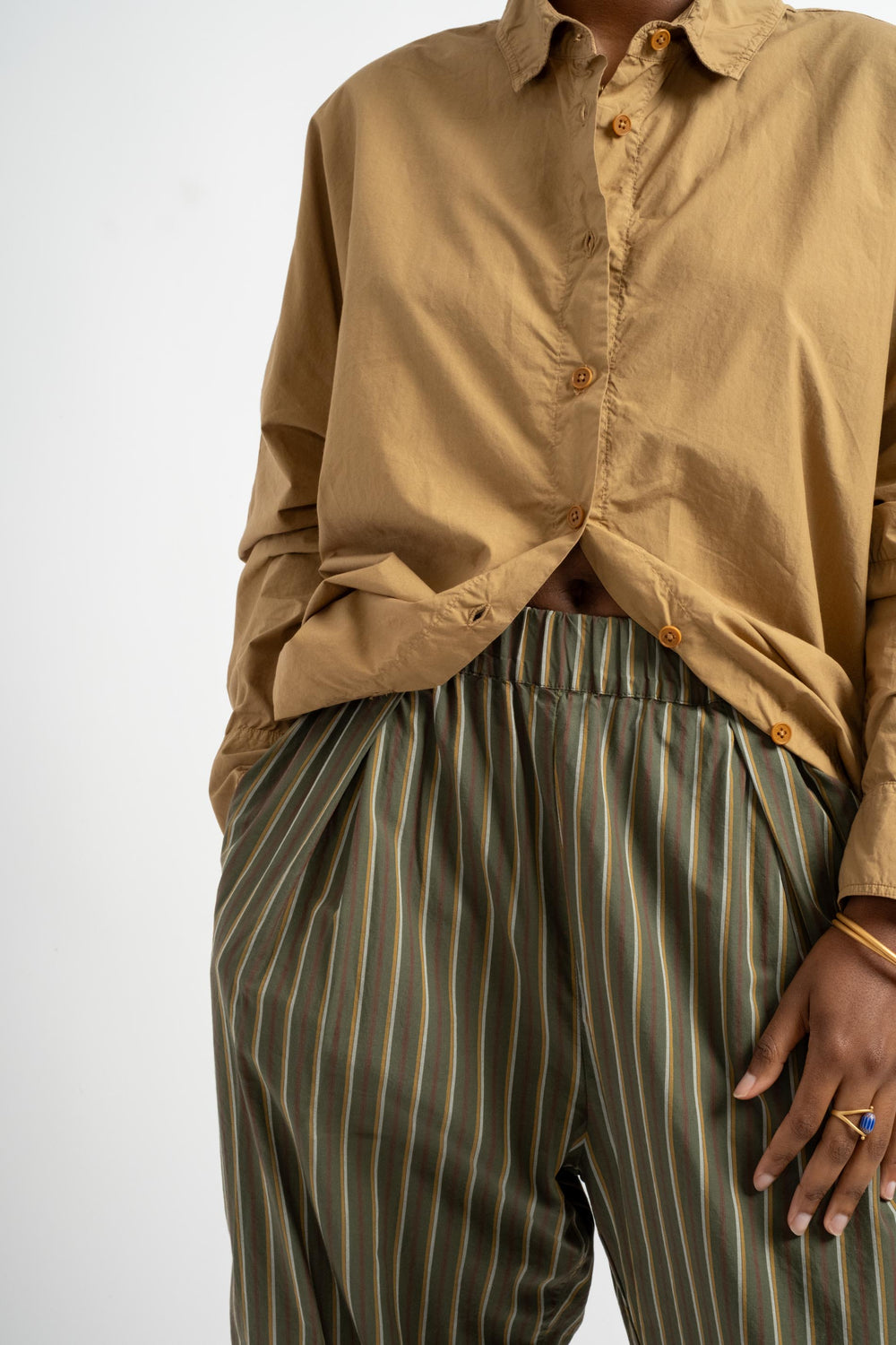 The Elastic Pant in Deadstock Green Stripe