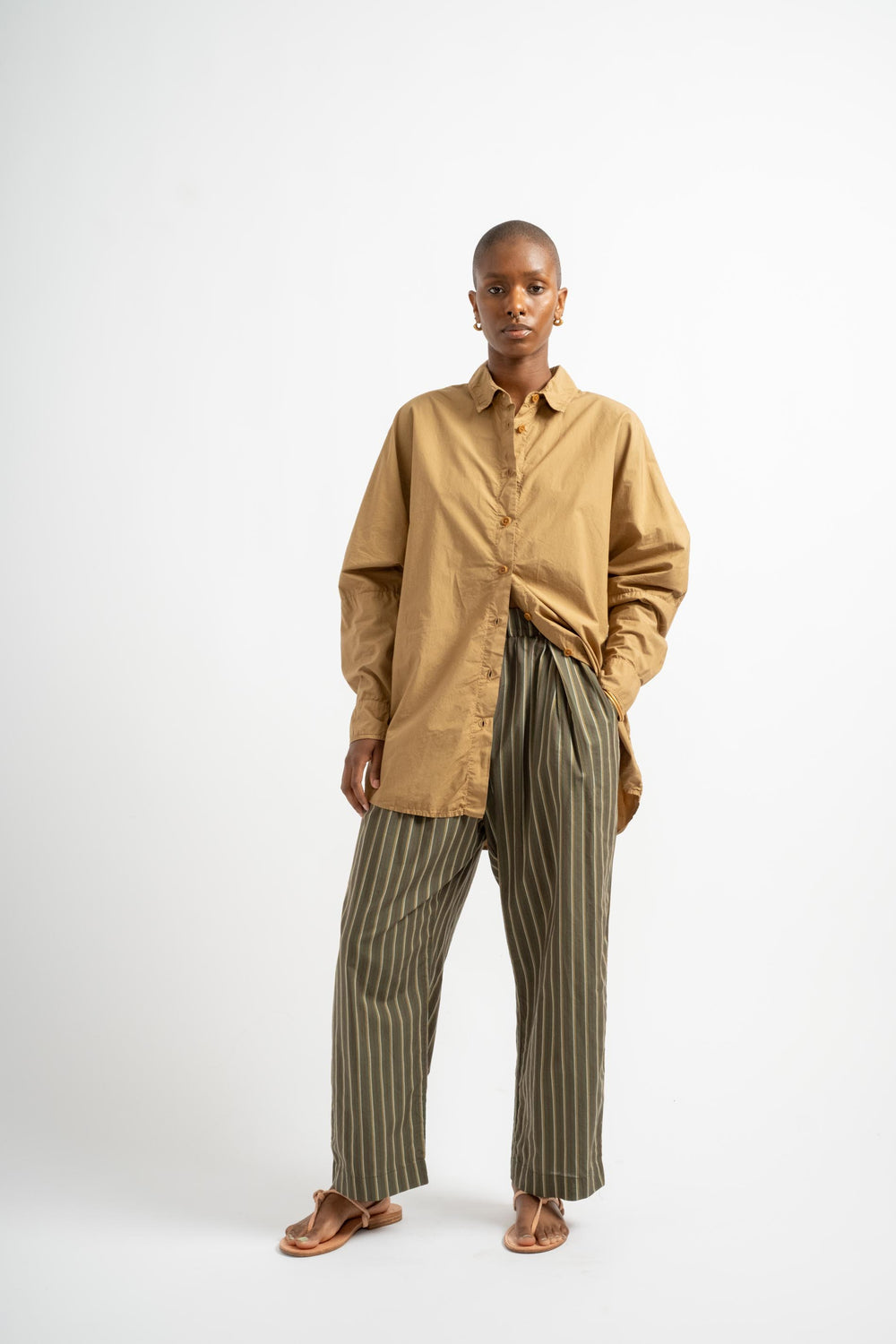The Elastic Pant in Deadstock Green Stripe