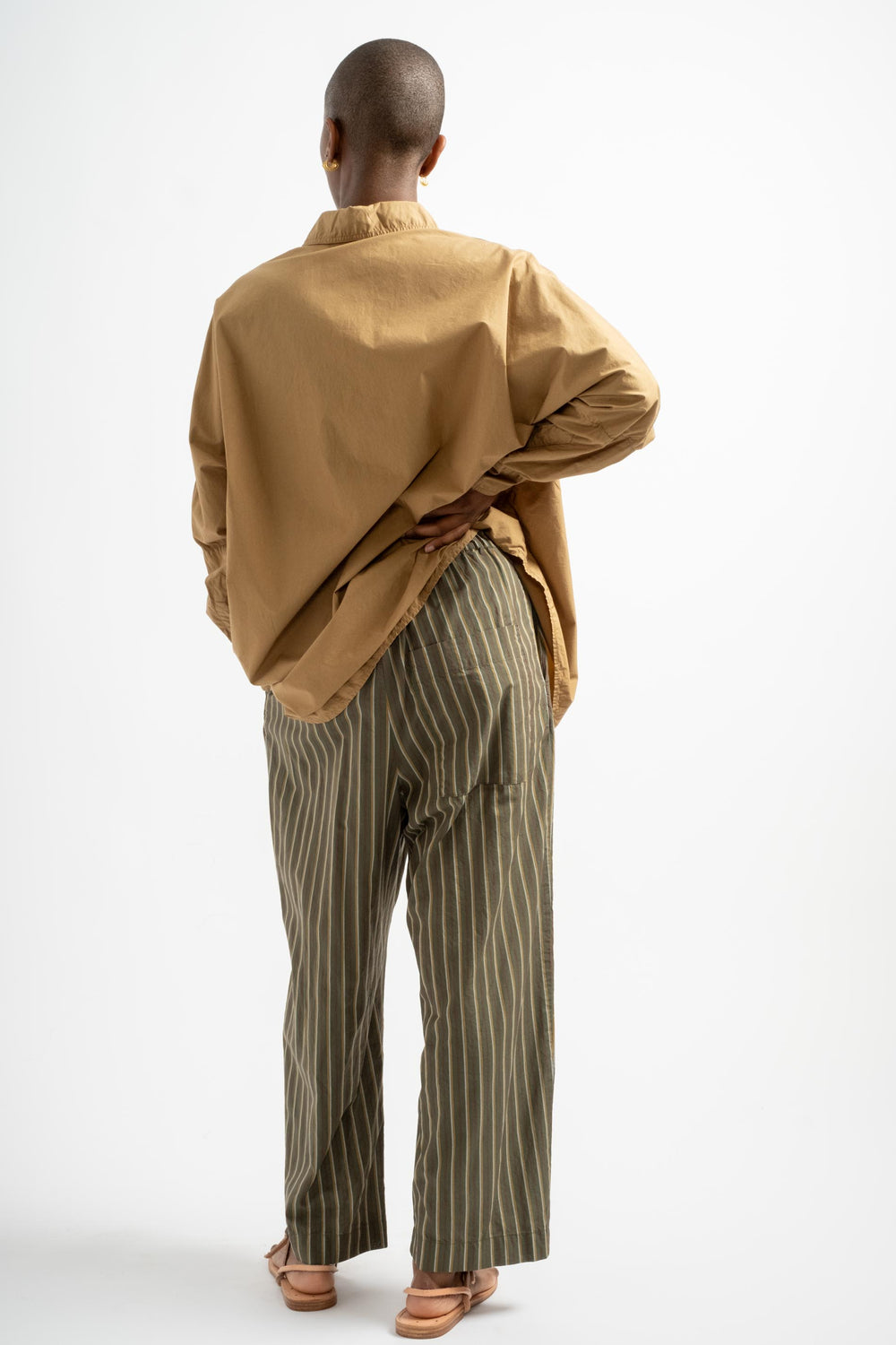 The Elastic Pant in Deadstock Green Stripe