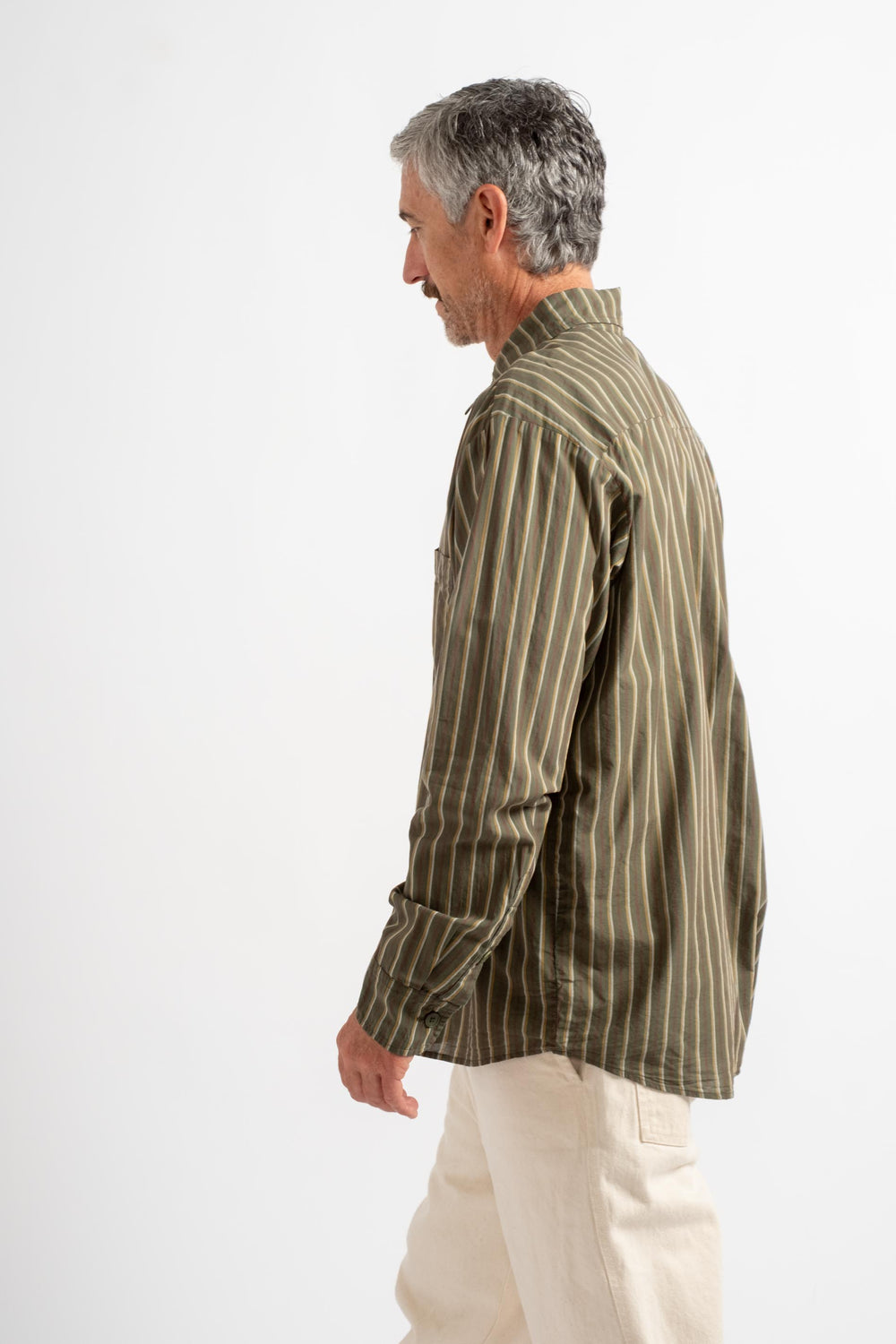 The Men's Shirt in Deadstock Green Stripe