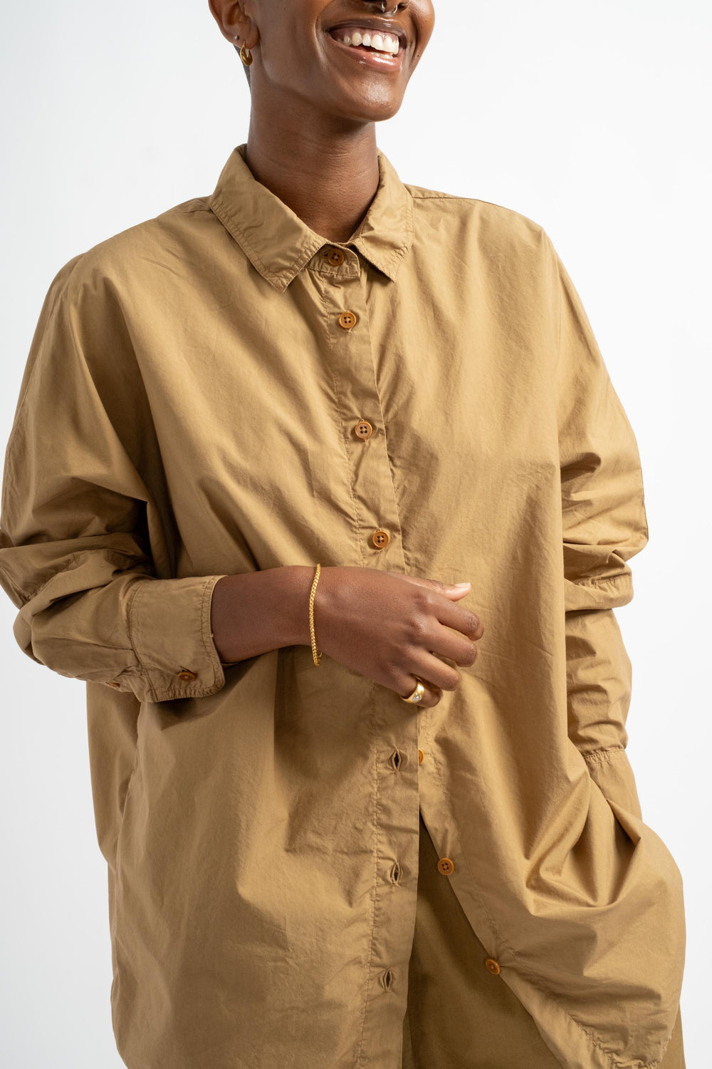 The Oversized Shirt in Tan