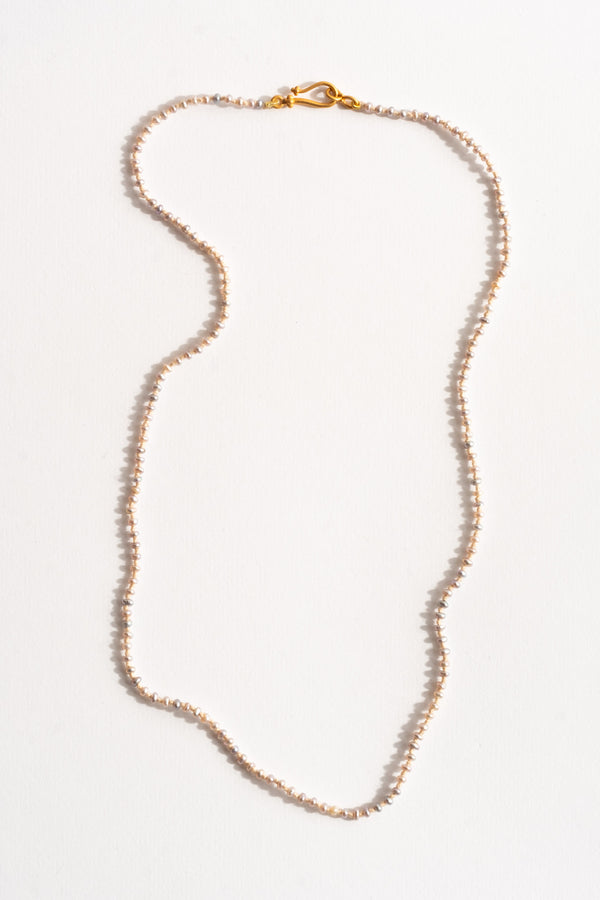 22K + Small Grey Seed Pearl Strand