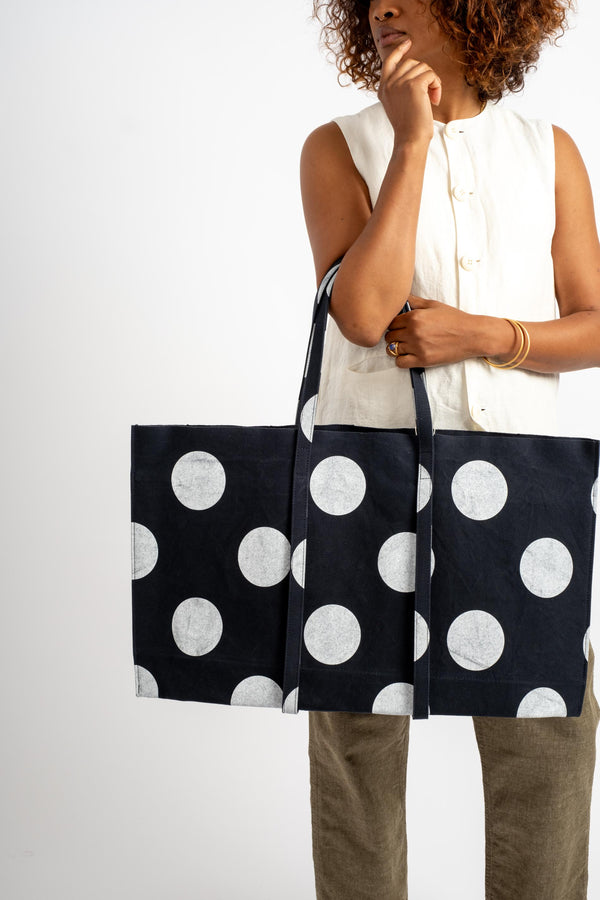 Large Washed Canvas Tote in Dot