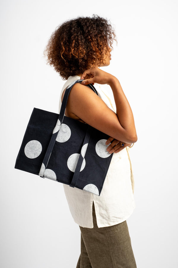 Small Washed Canvas Tote in Dot