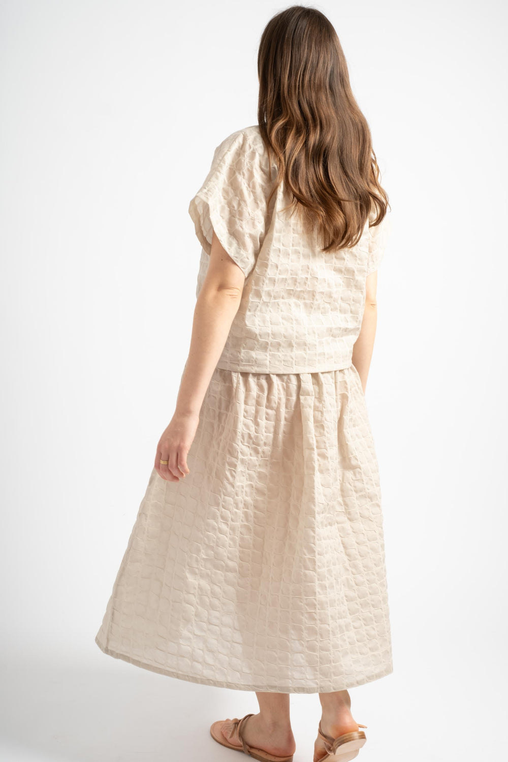 Ripple Finish Skirt in Beige