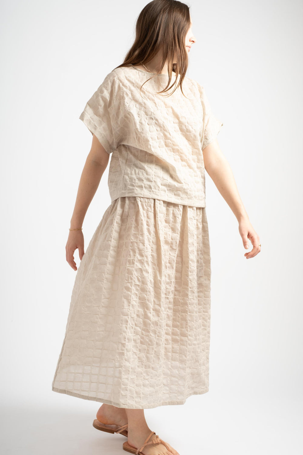 Ripple Finish Skirt in Beige
